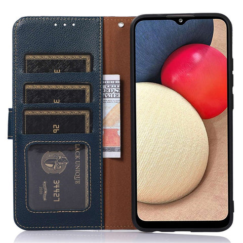 KHAZNEH For Motorola Edge 30 Neo 5G RFID Blocking Litchi Texture PU Leather Phone Case Stand Wallet Folio Flip Cover