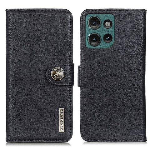 KHAZNEH For Motorola Edge 50 5G Wallet Case Cowhide Texture Leather Flip Phone Cover