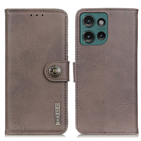 KHAZNEH For Motorola Edge 50 5G Wallet Case Cowhide Texture Leather Flip Phone Cover