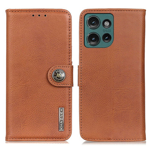 KHAZNEH For Motorola Edge 50 5G Wallet Case Cowhide Texture Leather Flip Phone Cover