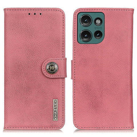 KHAZNEH For Motorola Edge 50 5G Wallet Case Cowhide Texture Leather Flip Phone Cover