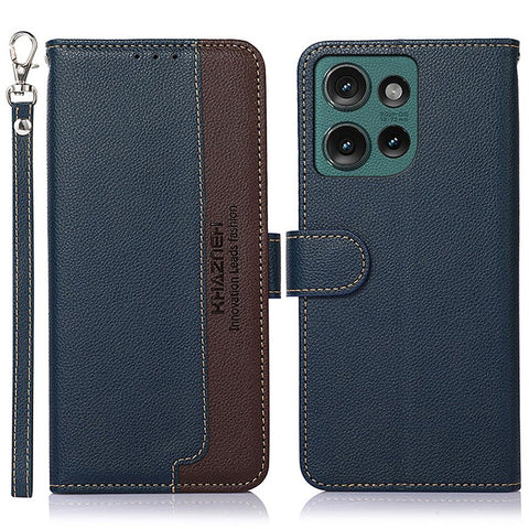 KHAZNEH For Motorola Edge 50 5G Case RFID Blocking Wallet Litchi Texture PU Leather Phone Cover