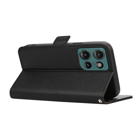 ABEEL For Motorola Edge 50 5G Case Litchi Texture Leather RFID Blocking Phone Cover