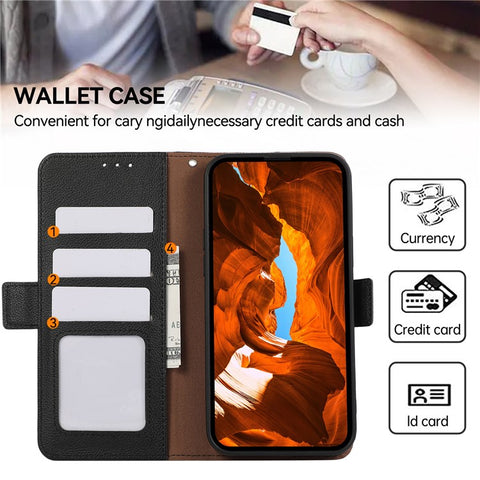 ABEEL For Motorola Edge 50 5G Case Litchi Texture Leather RFID Blocking Phone Cover