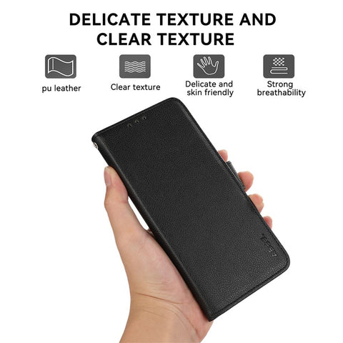 ABEEL For Motorola Edge 50 5G Case Litchi Texture Leather RFID Blocking Phone Cover