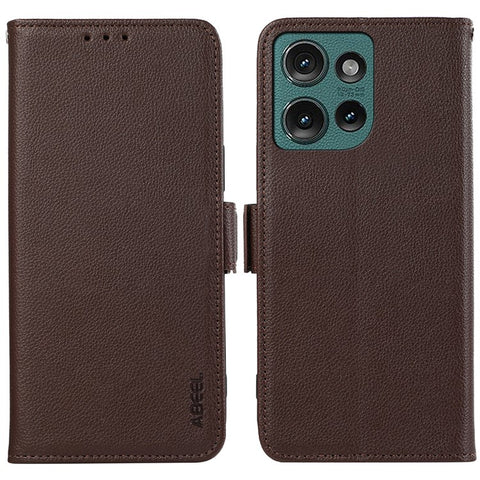 ABEEL For Motorola Edge 50 5G Case Litchi Texture Leather RFID Blocking Phone Cover