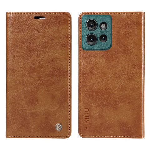 YIKATU YK-006 For Motorola Edge 50 5G Case Wallet Litchi Grain Leather Phone Cover Magnetic Auto-Absorbed