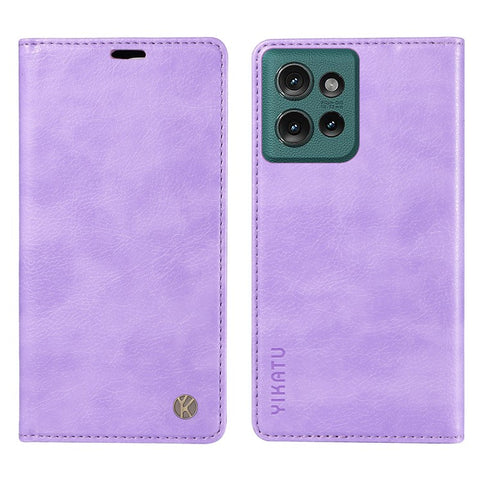 YIKATU YK-006 For Motorola Edge 50 5G Case Wallet Litchi Grain Leather Phone Cover Magnetic Auto-Absorbed