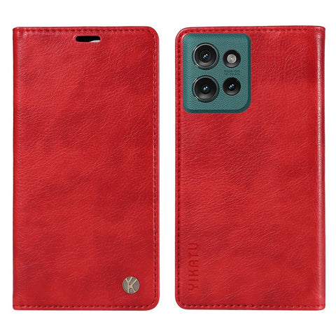 YIKATU YK-006 For Motorola Edge 50 5G Case Wallet Litchi Grain Leather Phone Cover Magnetic Auto-Absorbed