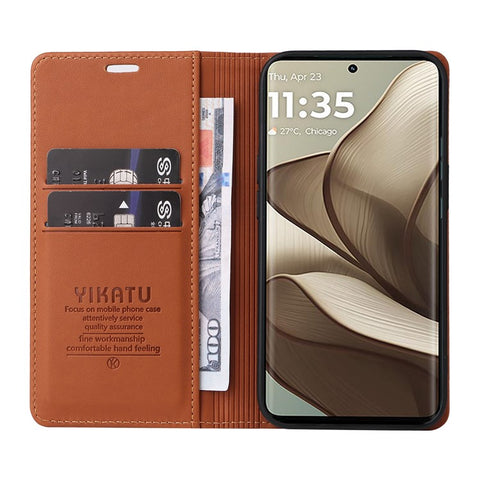 YIKATU YK-001 For Motorola Edge 50 5G Case Stand Leather Phone Cover Strong Magnetic Closure