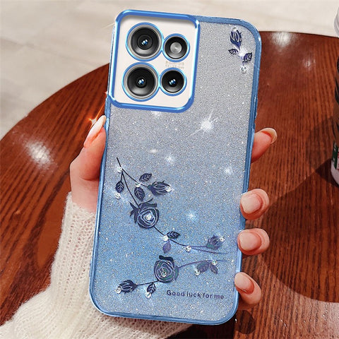 KADEM For Motorola Edge 50 5G Case Flower TPU Flexible Gradient Phone Cover