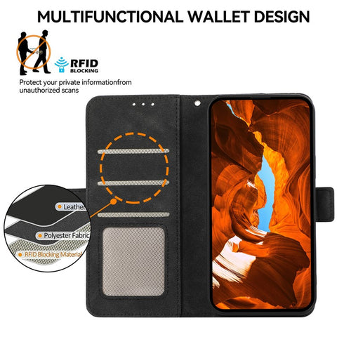 ABEEL For Motorola Edge 50 5G Case PU Leather Folio Stand View RFID Blocking Phone Cover