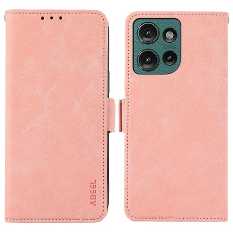 ABEEL For Motorola Edge 50 5G Case PU Leather Folio Stand View RFID Blocking Phone Cover