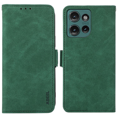 ABEEL For Motorola Edge 50 5G Case PU Leather Folio Stand View RFID Blocking Phone Cover