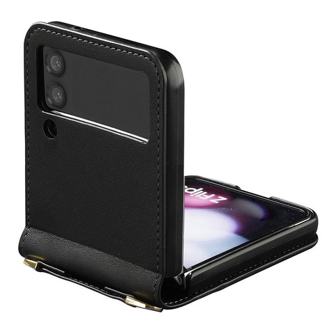 LC.IMEEKE for Samsung Galaxy Z Flip3 5G Case Leather+PC Phone Cover with Straps Card Slots