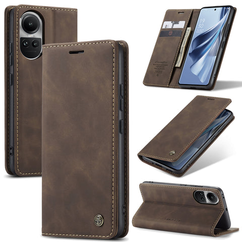 CASEME For Oppo Reno12 5G (Global) Case  013 Series Card Holder Stand Leather Phone Cover