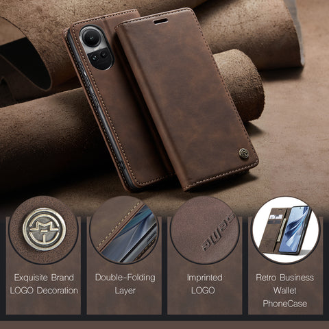 CASEME For Oppo Reno12 5G (Global) Case  013 Series Card Holder Stand Leather Phone Cover