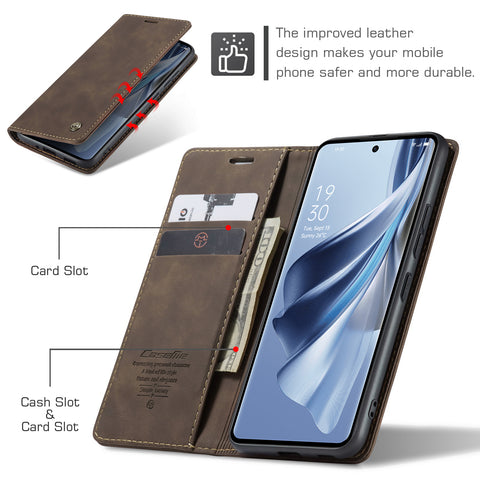 CASEME For Oppo Reno12 Pro 5G (Global) Case  013 Series Card Holder Stand Leather Phone Cover