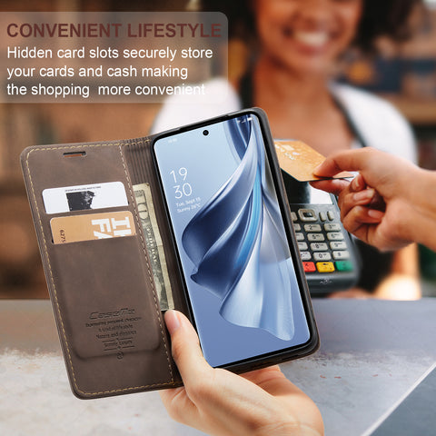 CASEME For Oppo Reno12 Pro 5G (Global) Case  013 Series Card Holder Stand Leather Phone Cover