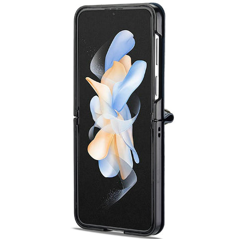 LC.IMEEKE L1 for Samsung Galaxy Z Flip4 5G Case Leather+PC Phone Cover with Straps Card Slots