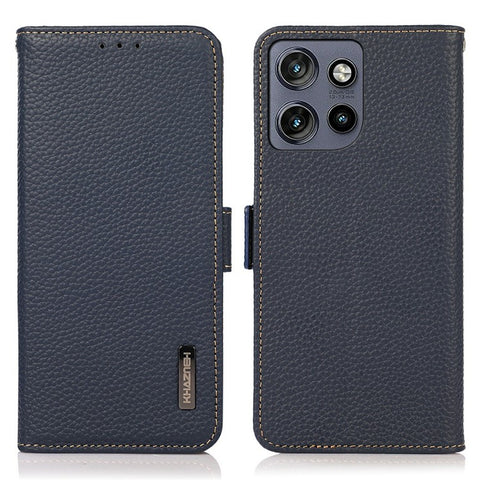 KHAZNEH For Motorola Edge 50 5G Phone Case Genuine Cow Leather Cover RFID Blocking