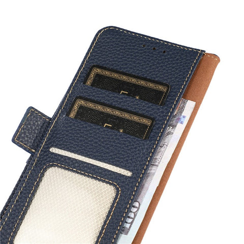 KHAZNEH For Motorola Edge 50 5G Phone Case Genuine Cow Leather Cover RFID Blocking