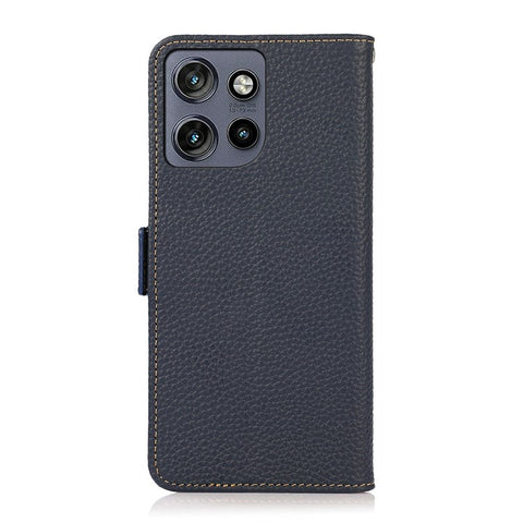 KHAZNEH For Motorola Edge 50 5G Phone Case Genuine Cow Leather Cover RFID Blocking