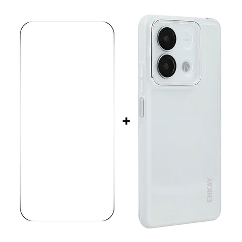 ENKAY HAT PRINCE For Xiaomi Redmi Note 13R Pro 5G   Case Matte TPU Phone Cover with Lens Film + 9H Glass Protector