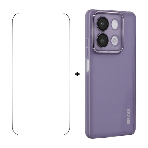 ENKAY HAT PRINCE For Xiaomi Redmi Note 13R Pro 5G   Case Matte TPU Phone Cover with Lens Film + 9H Glass Protector