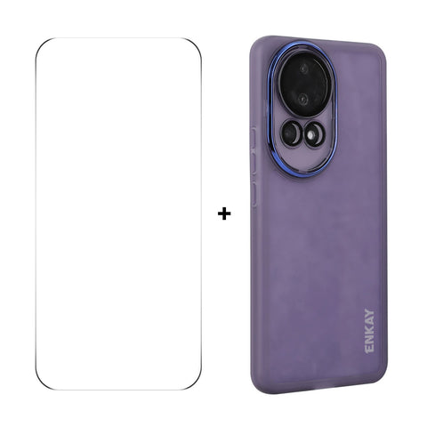 For Huawei nova 12 5G ENKAY HAT PRINCE Case Matte TPU Phone Cover with Lens Film + 9H Glass Protector