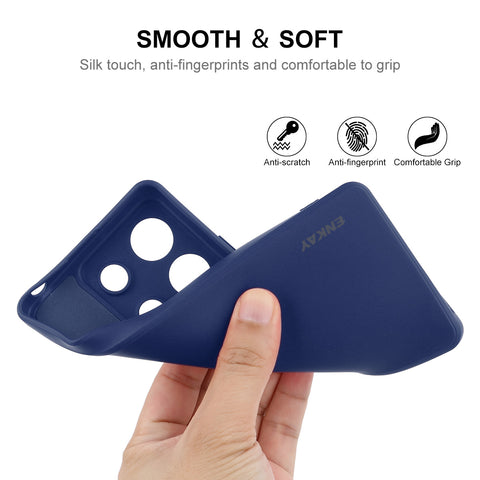 ENKAY HAT PRINCE For Xiaomi Redmi Note 13R Pro 5G   Silicone Case Straight Edge Phone Cover + 9H Glass Protector