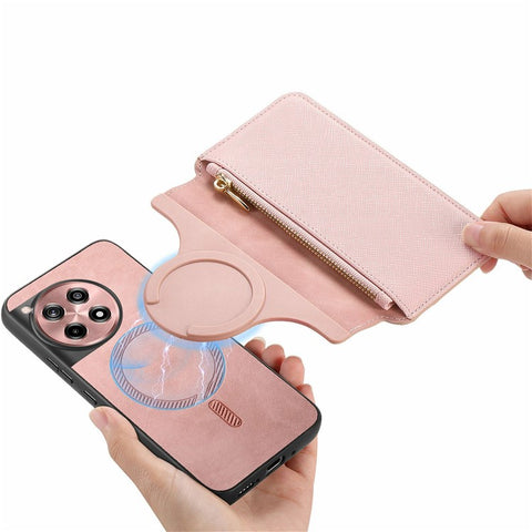 For OnePlus Ace 3 5G / 12R 5G Case Cross Texture Leather Detachable Magnetic Phone Cover