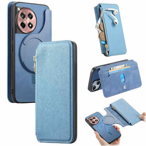 For OnePlus Ace 3 5G / 12R 5G Case Cross Texture Leather Detachable Magnetic Phone Cover