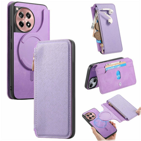 For OnePlus Ace 3 5G / 12R 5G Case Cross Texture Leather Detachable Magnetic Phone Cover