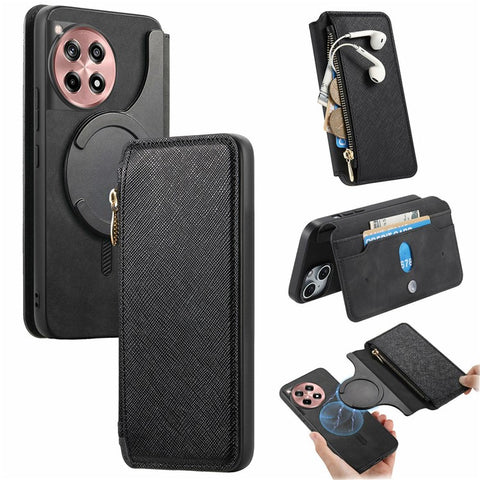 For OnePlus Ace 3 5G / 12R 5G Case Cross Texture Leather Detachable Magnetic Phone Cover