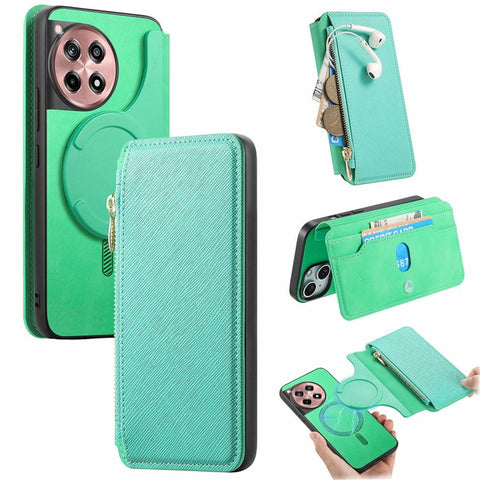 For OnePlus Ace 3 5G / 12R 5G Case Cross Texture Leather Detachable Magnetic Phone Cover