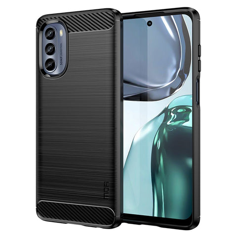 MOFI JK TPU Series-1 for Motorola Moto G62 5G Anti-scratch Brushed Surface Soft TPU Drop-proof Case Carbon Fiber Phone Shell