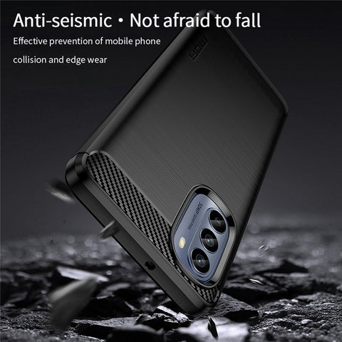 MOFI JK TPU Series-1 for Motorola Moto G62 5G Anti-scratch Brushed Surface Soft TPU Drop-proof Case Carbon Fiber Phone Shell