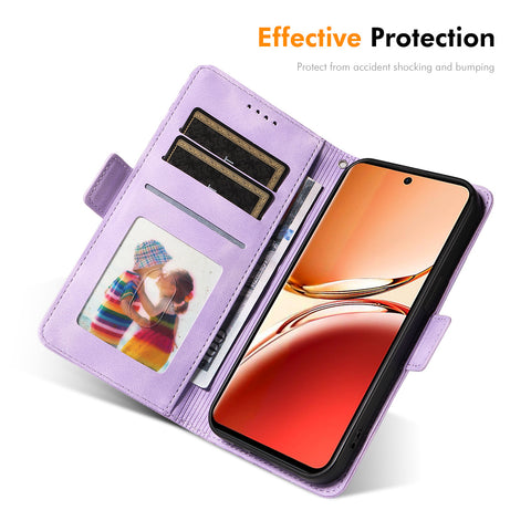 ENKAY For Oppo Reno12 F 4G Wallet Case  Imprint PU Leather Phone Stand Cover with Tempered Glass