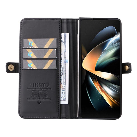 YIKATU YK- 001 for Samsung Galaxy Z Fold3 5G PU Leather Magnetic Closure Wallet Case Shockproof TPU Interior Shell Stand Folio Phone Cover