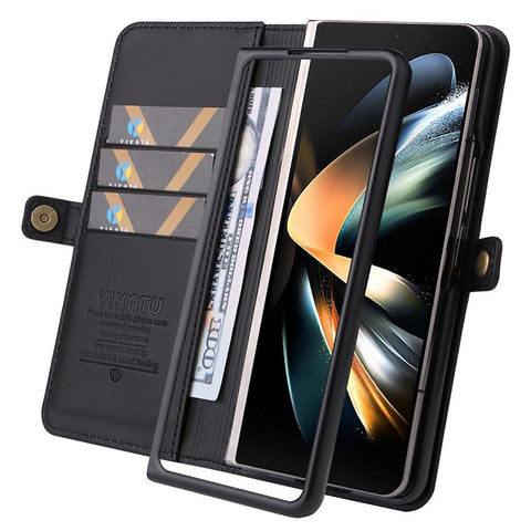 YIKATU YK- 001 for Samsung Galaxy Z Fold3 5G PU Leather Magnetic Closure Wallet Case Shockproof TPU Interior Shell Stand Folio Phone Cover