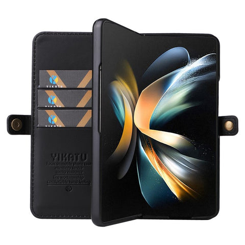 YIKATU YK- 001 for Samsung Galaxy Z Fold3 5G PU Leather Magnetic Closure Wallet Case Shockproof TPU Interior Shell Stand Folio Phone Cover