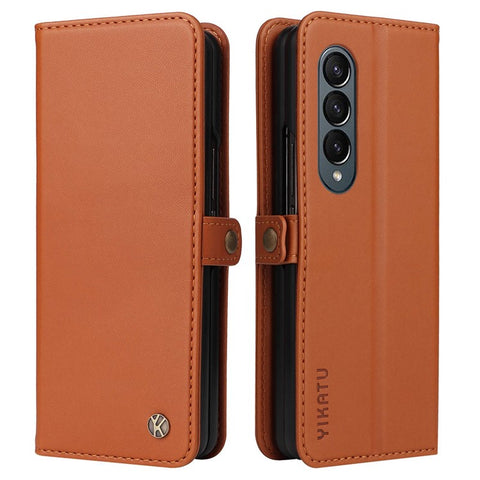 YIKATU YK- 001 for Samsung Galaxy Z Fold3 5G PU Leather Magnetic Closure Wallet Case Shockproof TPU Interior Shell Stand Folio Phone Cover