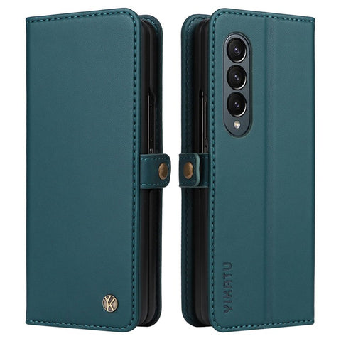 YIKATU YK- 001 for Samsung Galaxy Z Fold3 5G PU Leather Magnetic Closure Wallet Case Shockproof TPU Interior Shell Stand Folio Phone Cover