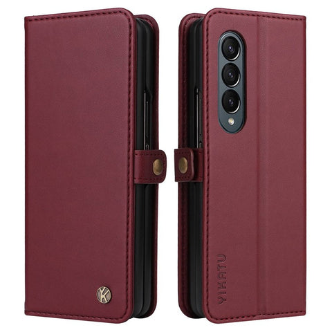 YIKATU YK- 001 for Samsung Galaxy Z Fold3 5G PU Leather Magnetic Closure Wallet Case Shockproof TPU Interior Shell Stand Folio Phone Cover
