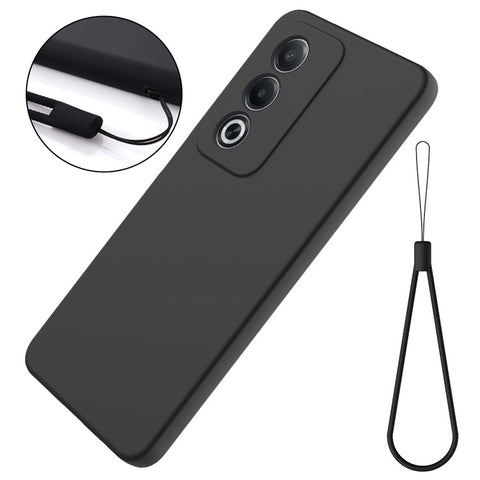 For Oppo A80 5G Case Liquid Silicone Anti-Scratch Phone Cover with Hand Strap