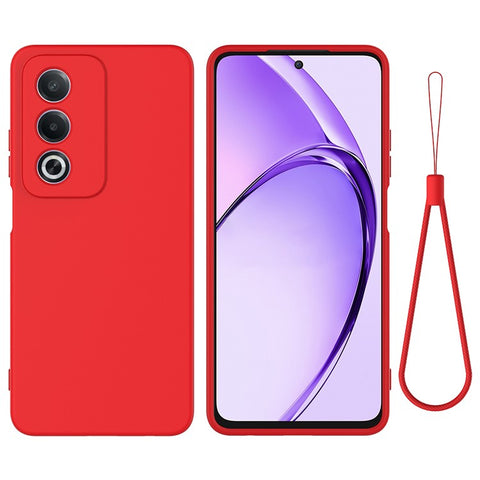 For Oppo A80 5G Case Liquid Silicone Anti-Scratch Phone Cover with Hand Strap
