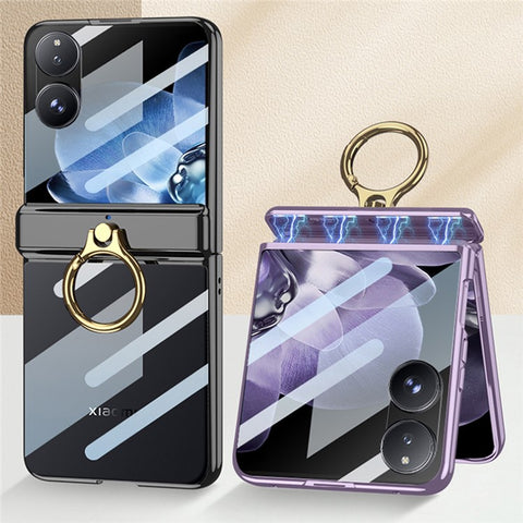 GKK For Xiaomi Mix Flip 5G Case Kickstand Magnetic Hinge PC Phone Cover with Screen Film