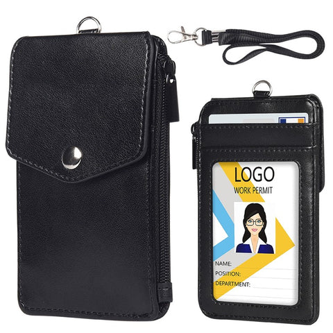 PU Wallet with Backside Badge Holder, Multi-Card Slots Anti-Demagnetization Storage Bag for Women