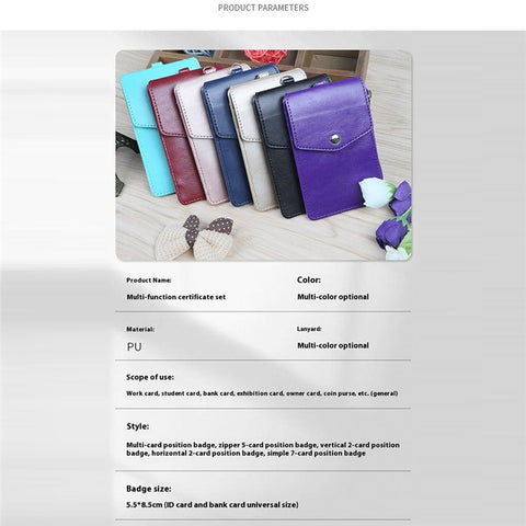 PU Wallet with Backside Badge Holder, Multi-Card Slots Anti-Demagnetization Storage Bag for Women